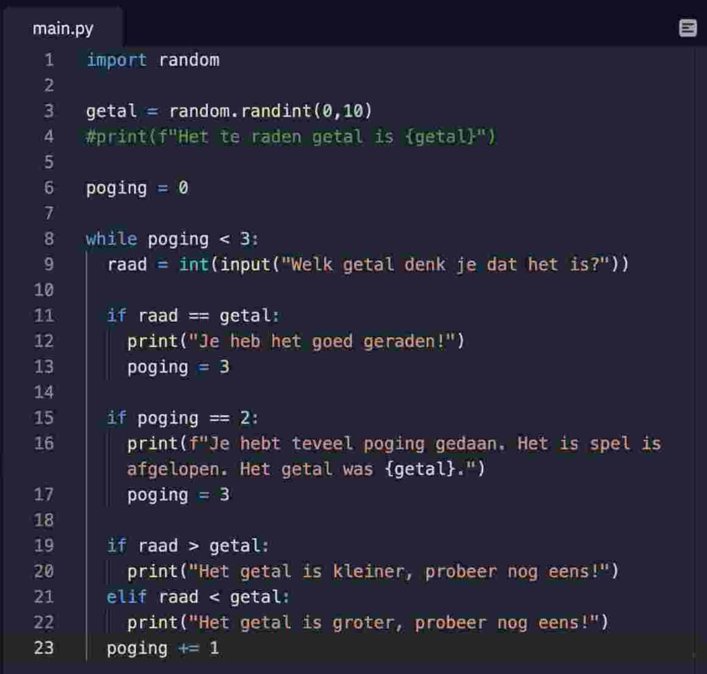 Python Essentials Code voorbeeld